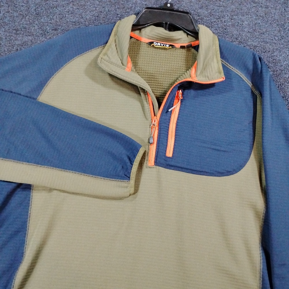 Orvis Pullover Mens Large Quarter Zip Hiking Outdoor Tech Stretch Colorblock
